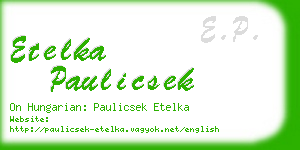 etelka paulicsek business card
